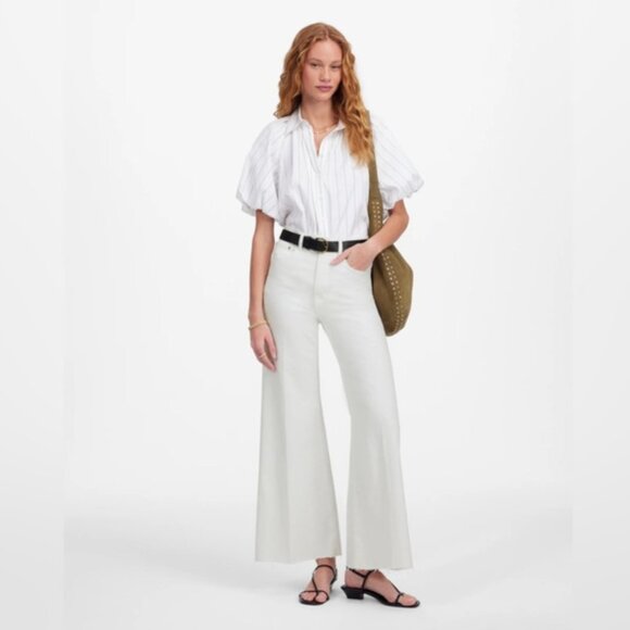 Madewell Flared Wide-Leg Crop Jeans in Pure White Size 25 NWT - Picture 1 of 16